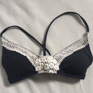 Lucky Brand black crochet swim top